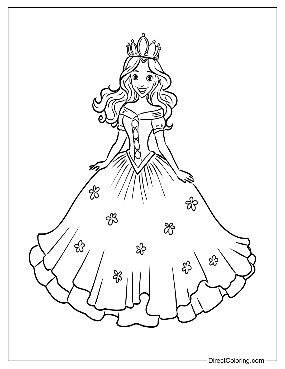 Princess with Sparkling Dress ColoringPrincess with Sparkling Dress Coloring